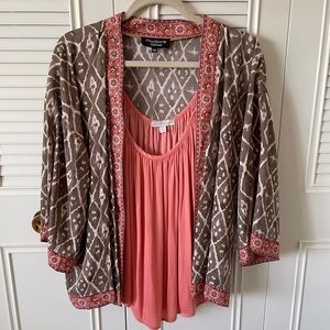 Evereve Feathers by Tolani Kimono and Allison Joy Cami/OS and L